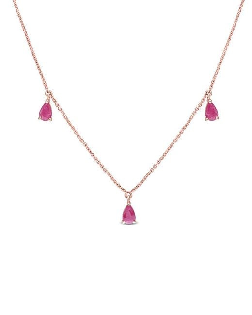 Rina Limor Metallic 14k Rose Gold 2.50 Ct. Tw. Ruby Station Drop Necklace