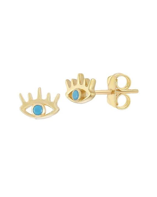 Ember Fine Jewelry White 14K Evil Eye Studs