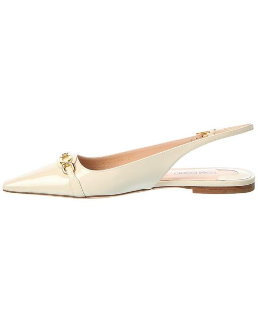 Tom Ford White Whitny Patent Slingback Ballerina Flat