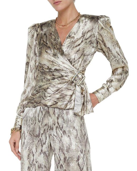L'Agence Gray Bensen Silk-Blend Wrap Buckle Blouse