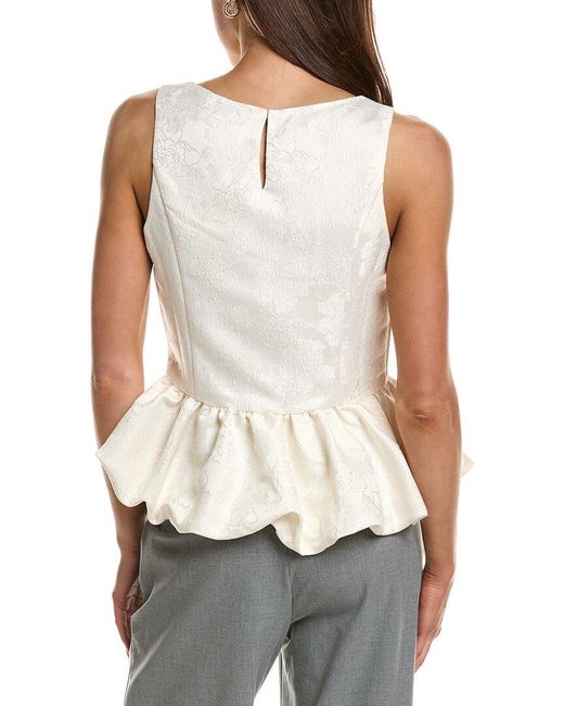 Endless Rose White Jacquard Sleeveless Peplum Top