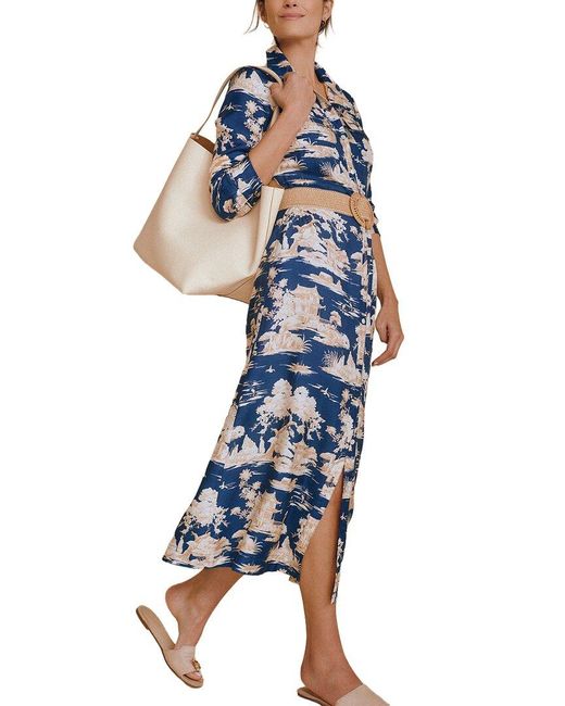 J.McLaughlin Blue Kahlo Silk-Blend Dress