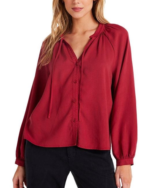 Bella Dahl Red Raglan Button Down Shirt