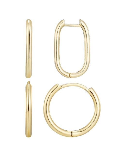 Adornia White 14K Plated Hoop Set Earrings