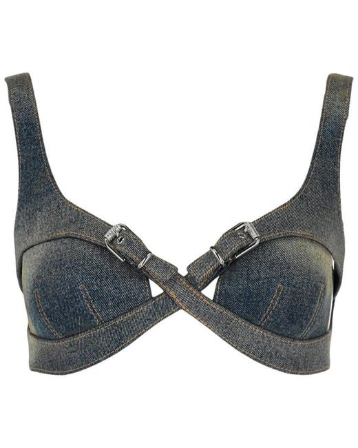 Givenchy Gray Crisscross Denim Top