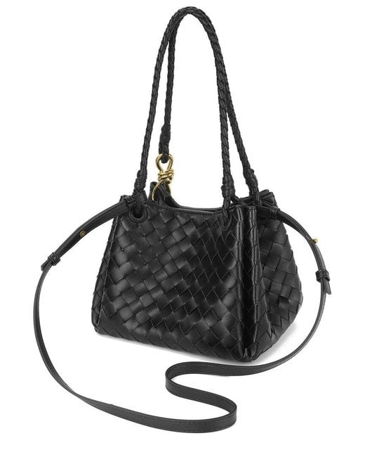 Tiffany & Fred Paris Black Hand-Woven Leather Shoulder Bag