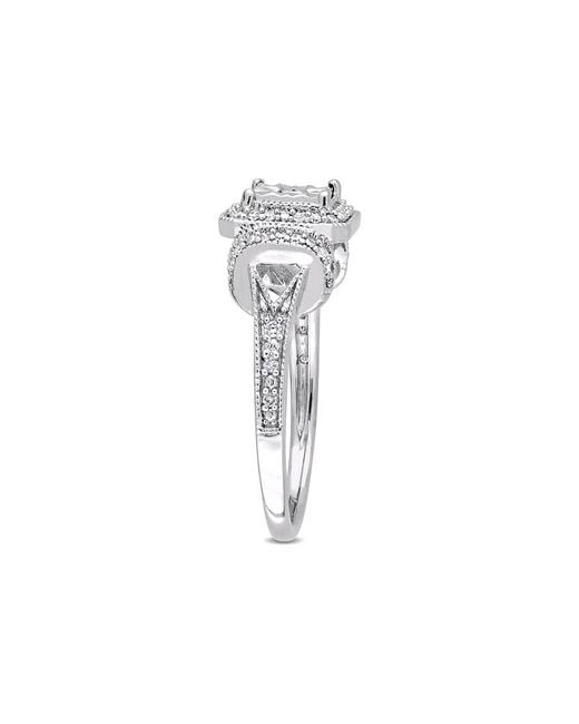 Rina Limor White Silver 0.20 Ct. Tw. Diamond Halo Promise Ring
