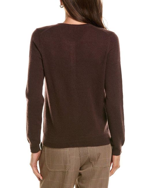 InCashmere Brown Basic Crewneck 100% Cashmere Cardigan