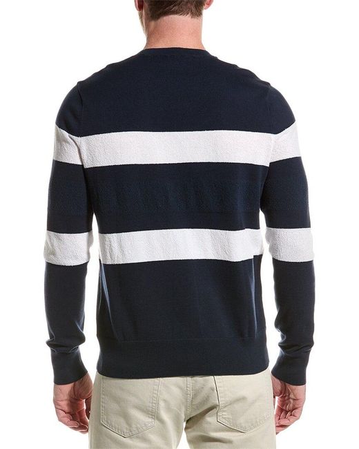 Brooks Brothers Blue Terry Stripe Crewneck Sweater for men