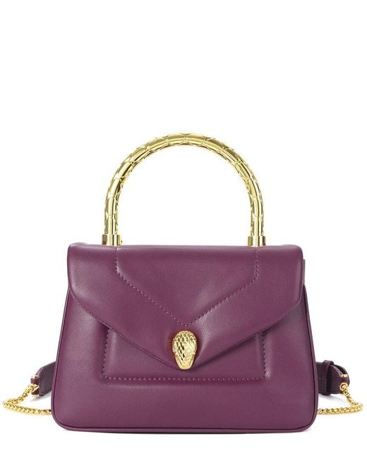 Tiffany & Fred Paris Purple Leather Top Handle Satchel