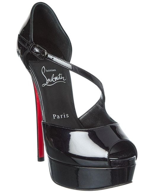 Christian Louboutin Black Miss Zigourata Alta 160 Patent Platform Sandal