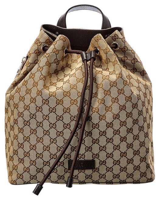 Gucci Brown GG Canvas & Leather Backpack