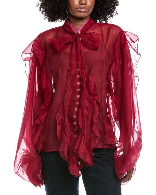 Beulah London Red Sheer Top