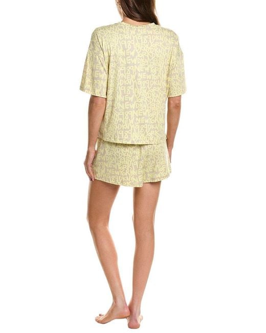 DKNY Yellow 2Pc Pajama Boxer & Shirt Set