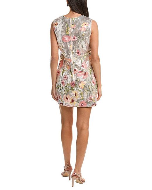 MILLY White Ivette Floral Sequins Embroidery Dress