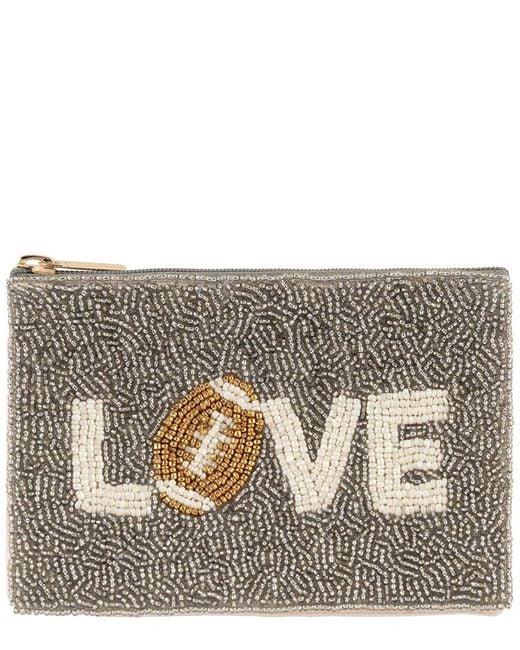 Shiraleah Gray Love Beaded Zip Pouch