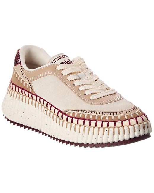 Chloé Women's Pink Nama Leather & Suede Sneaker