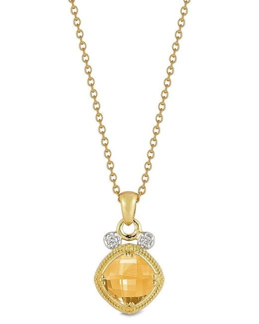 Reiss Metallic 14K 2.07 Ct. Tw. Diamond & Citrine Necklace