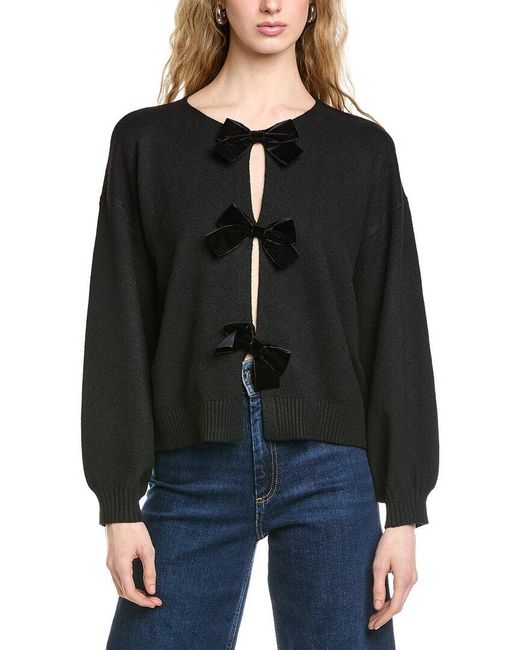 Cece Black Bow Closure Cardigan