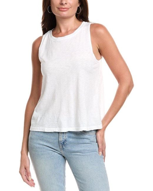 Michael Stars White Pico Wide Tank Top