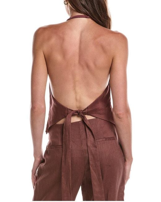 Bardot Red Domenica Halter Linen Vest