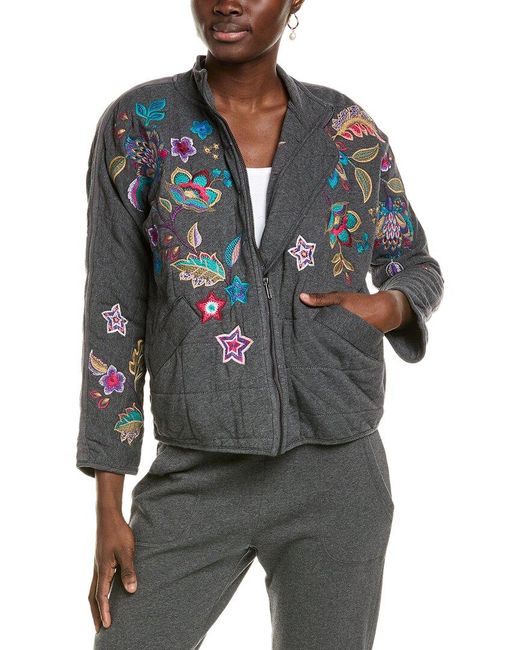 Johnny Was Gray Quilted Jacket