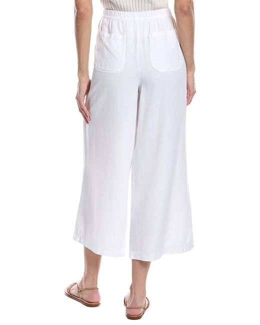 Splendid White Palazzo Linen-Blend Pant