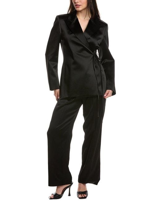Carolina Herrera Black Wrap Front Jacket