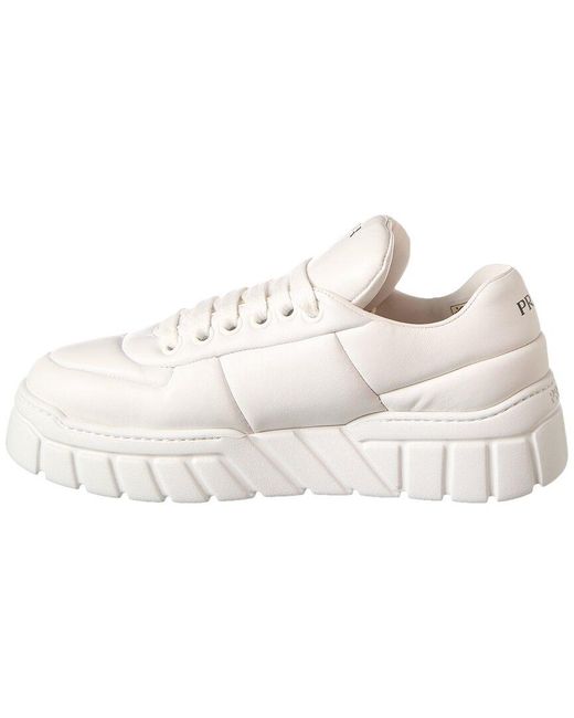 Prada White Logo Padded Leather Sneaker