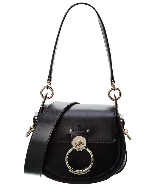 Chloé Black Tess Small Leather & Suede Shoulder Bag
