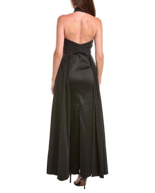 Aidan Mattox Black Crossover Halter Gown