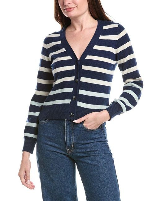 Isla Blue Karla Stripe Cashmere Cardigan