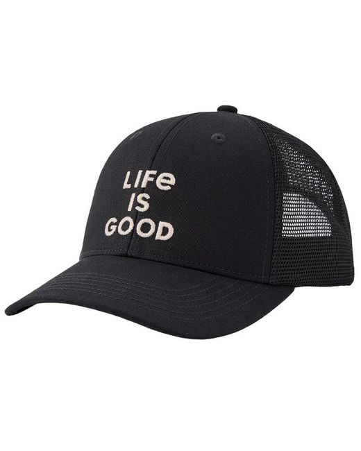 Life Is Good. Black Trucker Hat for men