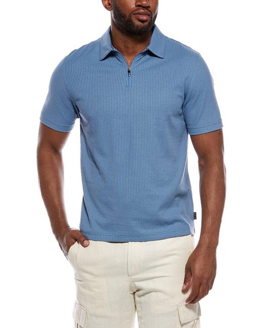 Ted Baker Blue Rib Zip Polo Shirt for men