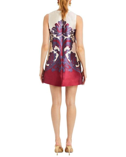 mestiza Red Fiona Silk-Blend Shift Mini Dress