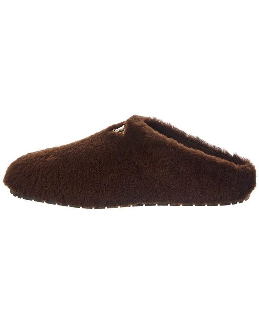 Prada Brown Shearling Mule