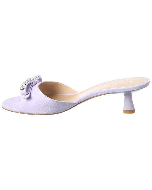 Stuart Weitzman White Luella 50 Suede Sandal