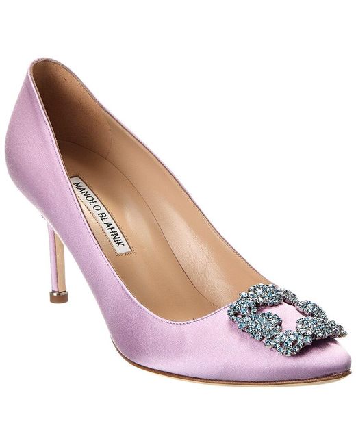 Manolo Blahnik Pink Hangisi 70 Satin Pump
