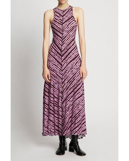 Proenza Schouler Purple Diagonal Stripe Sleeveless Jersey Dress