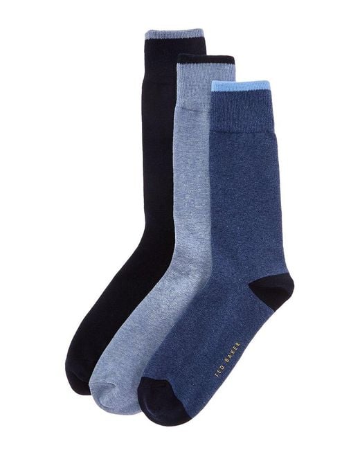 Ted Baker Blue 3Pk Dress Socks for men