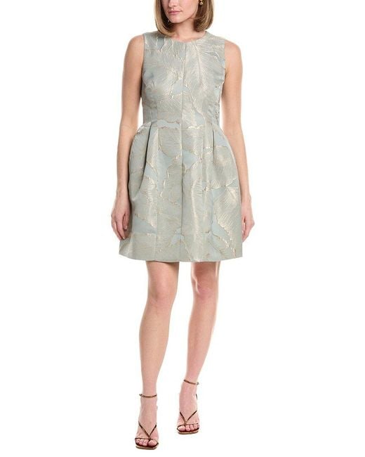 Anne Klein Gray Seamed Jacquard A-Line Dress