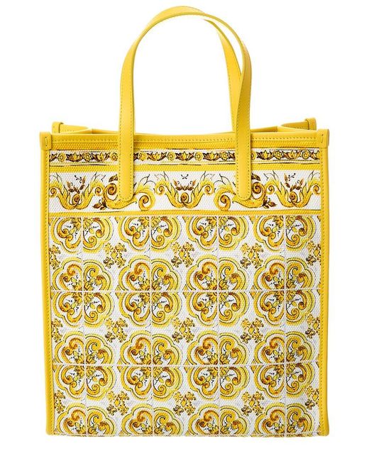 Dolce & Gabbana Dg Large Canvas & Leather Shopper Tote in Yellow Lyst UK