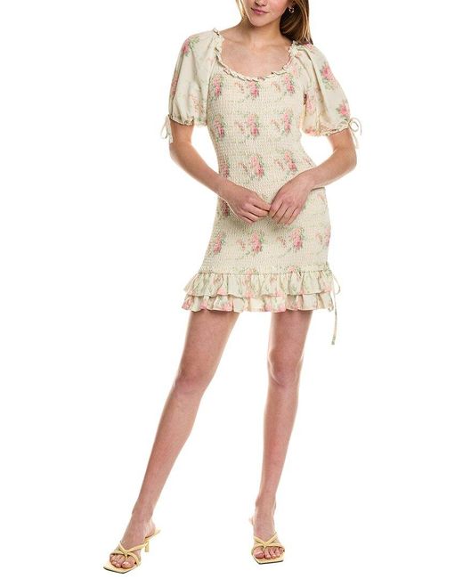 7021 Natural Ruffle Smocked Dress