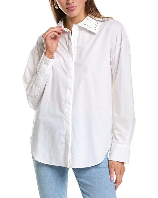 English Factory White Crochet Collar Detailed Shirt