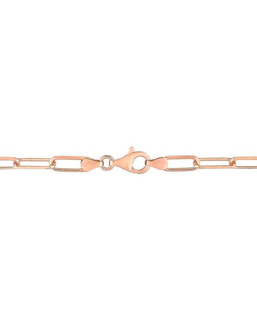 Italian Silver White 18K Rose Over Paperclip Chain Bracelet