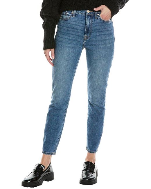 7 For All Mankind Blue High-Waist Gwenevere Ankle Cut Jean