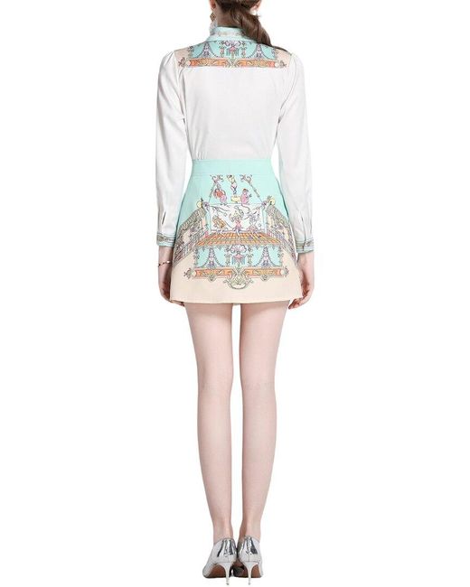 Kaimilan White 2pc Shirt & Skirt Set
