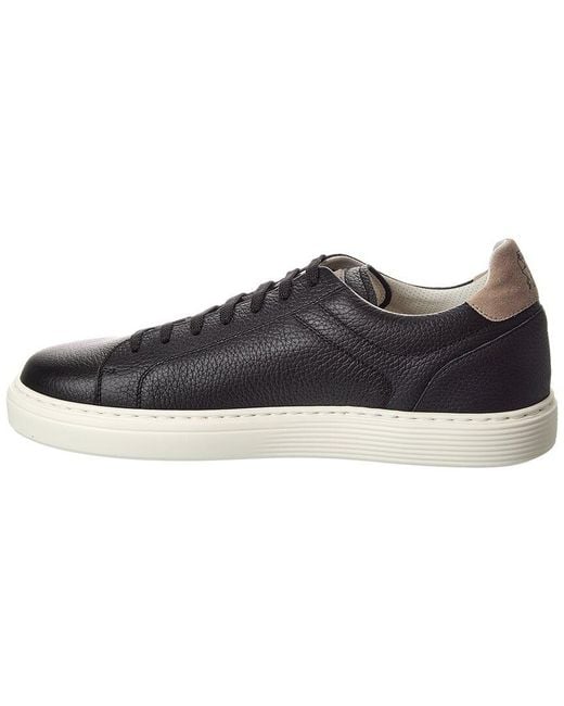 Brunello Cucinelli Black Leather Sneaker for men