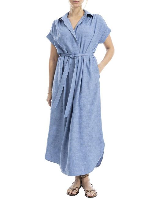 Max Studio Blue Maxi Shirt Dress