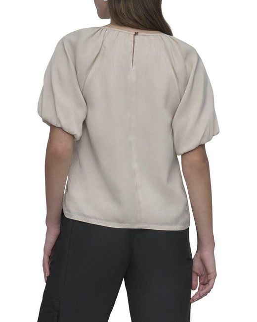 DKNY Gray Puff Sleeve Top